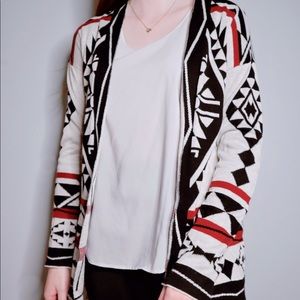 Pink Republic Maroon/Black Aztec Print Cardigan